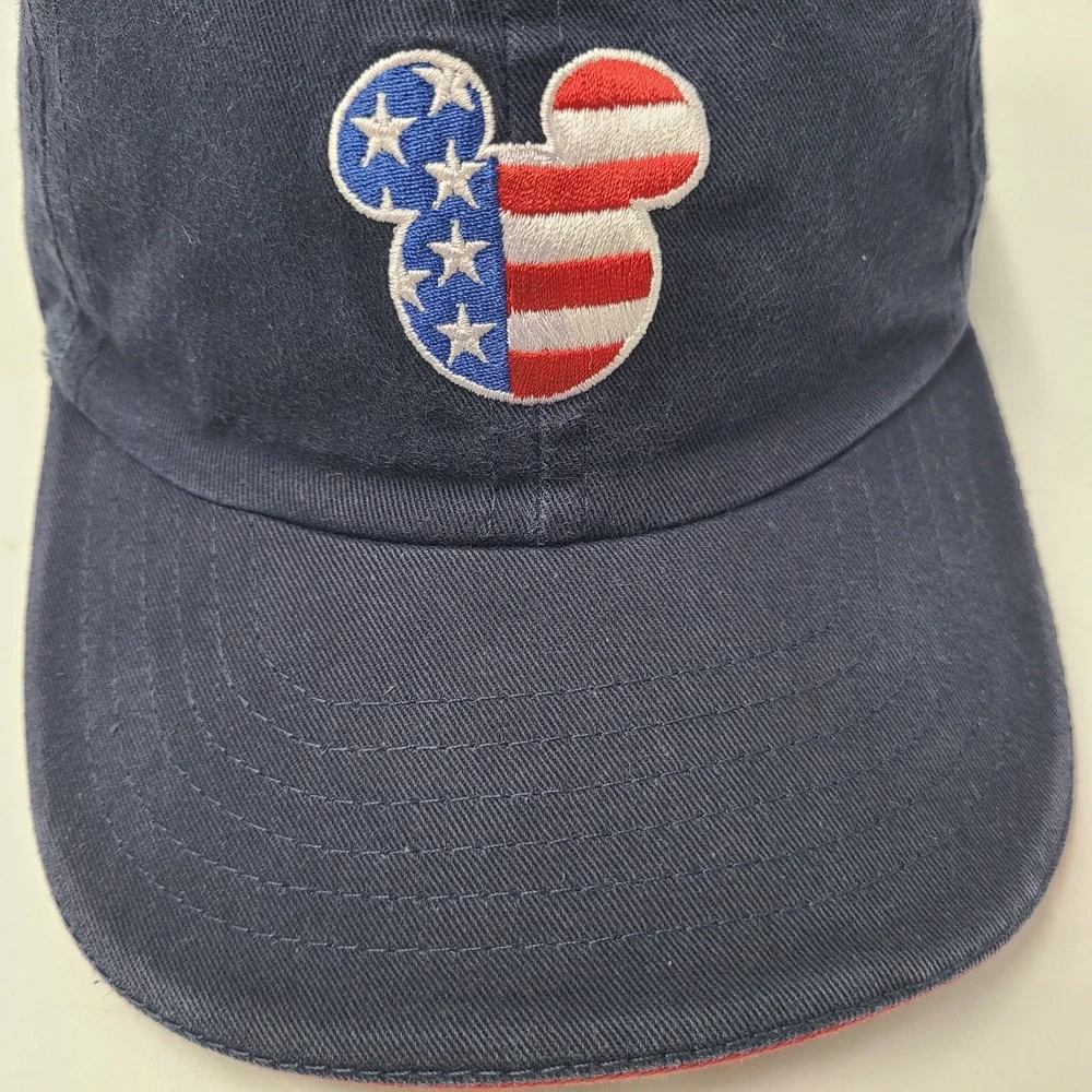 Walt Disney World Hat‎ Strapback Blue Red White Mickey Mouse USA Flag Logo Men
